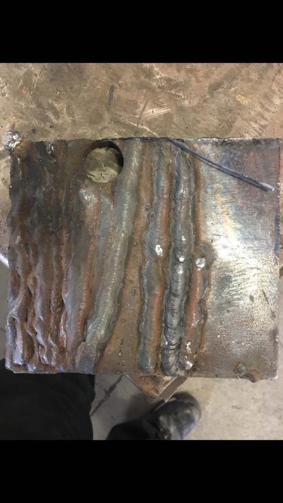 100-110 amps 1/2" plate 1/8" 7018